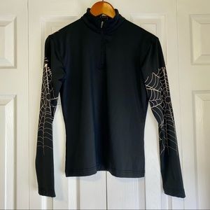 Women’s Spyder zip neck pullover web print sleeves